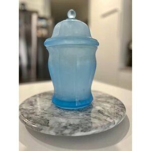 Vintage Indiana Glass Blue Satin Glass Ginger Jar